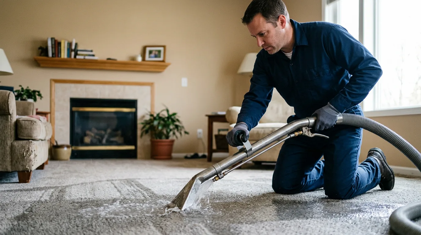 Water damage restoration technician working near Qulin, MO